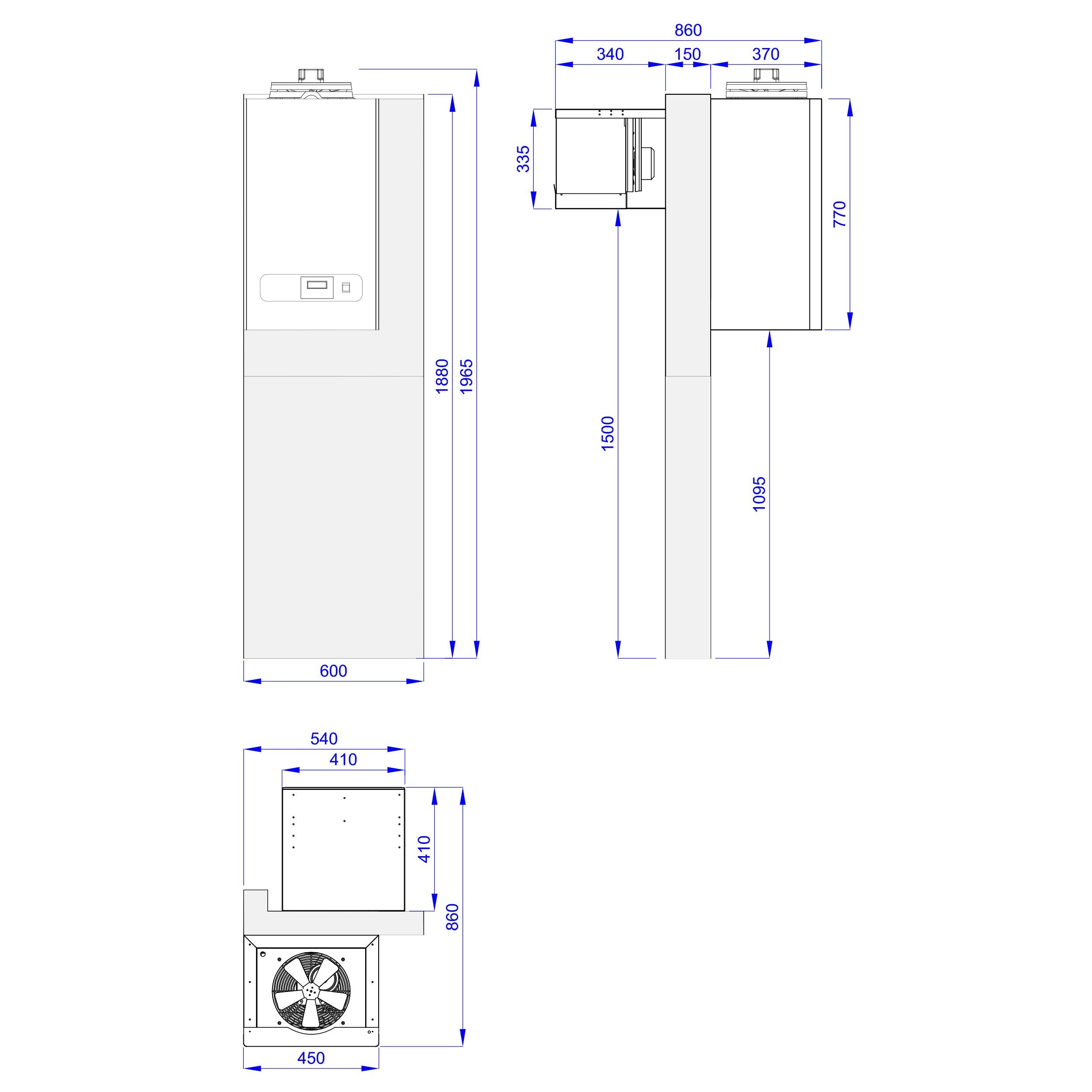 Stainless Steel Cold Room - 2100x2100mm - 6,9m³ - Including Cooling Unit