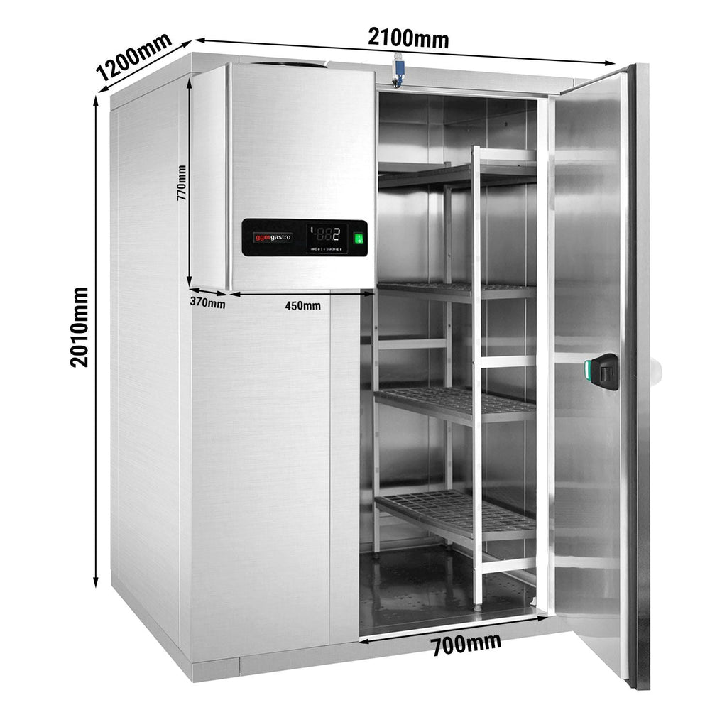 Stainless Steel Cold Room - 2100x1200mm - 3,7m³ - Including cooling unit