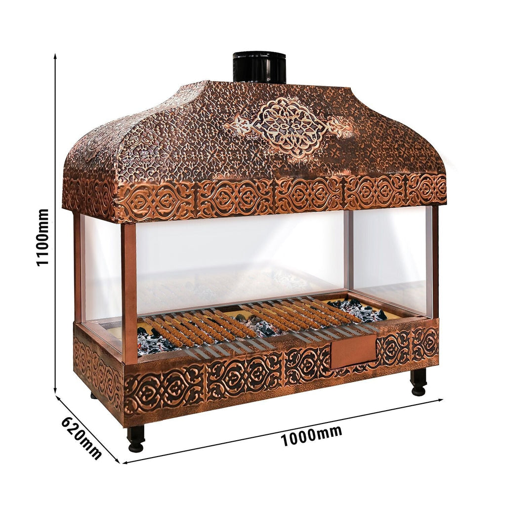 Wood Coal Copper Grill -1000mm - Glass