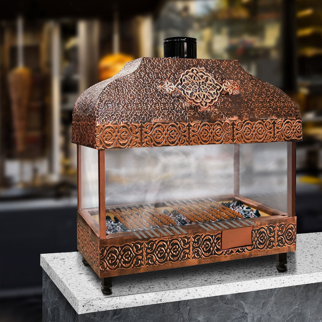 Wood Coal Copper Grill -1000mm - Glass