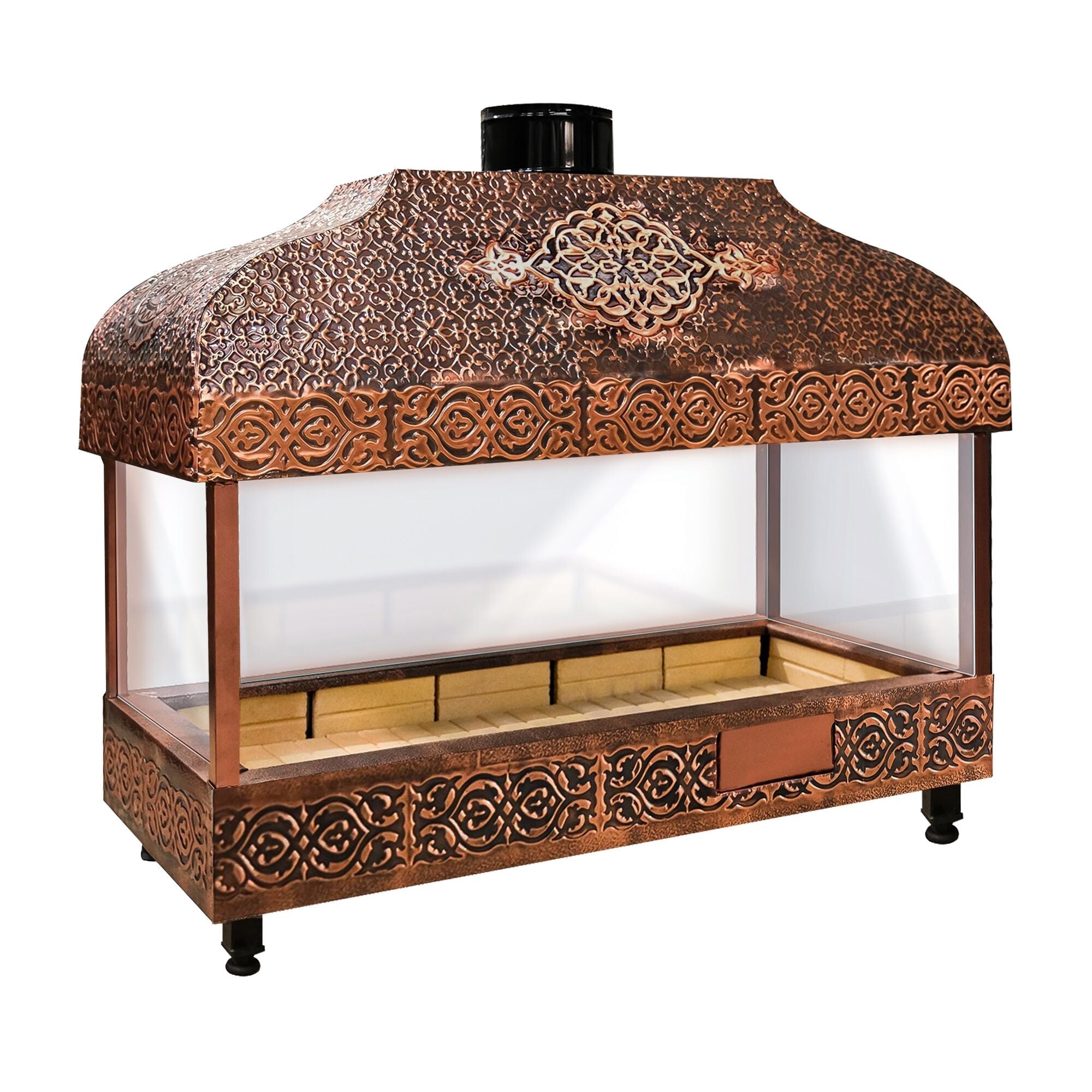 Wood Coal Copper Grill - 1500mm - Glass