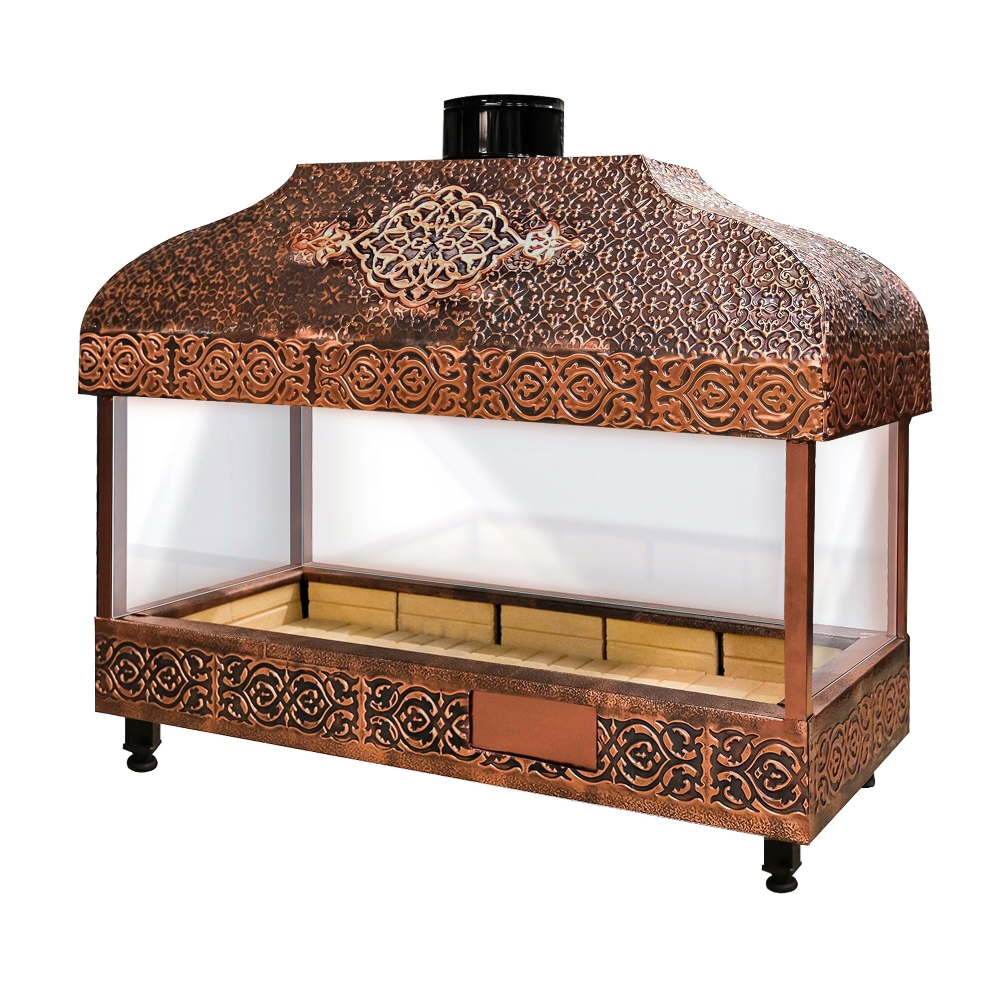 Wood Coal Copper Grill - 1500mm - Glass