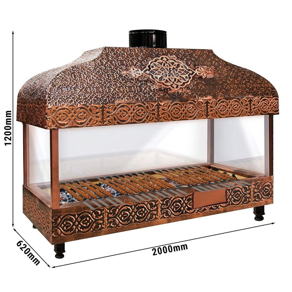 Wood Coal Copper Grill - 2000mm - Glass