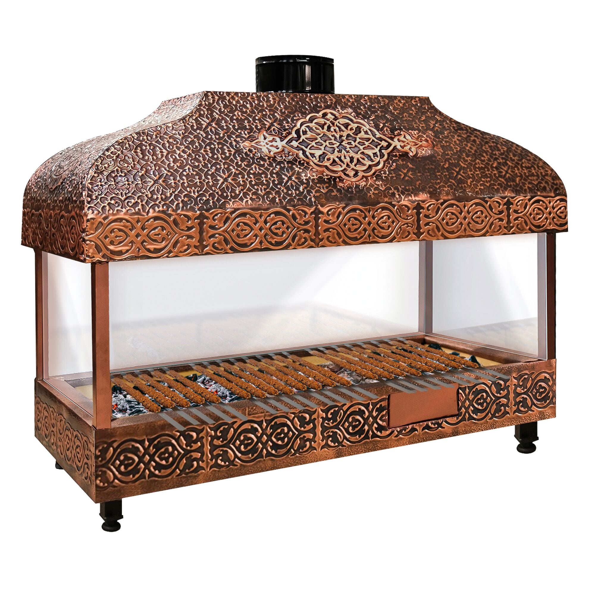 Wood Coal Copper Grill - 2000mm - Glass