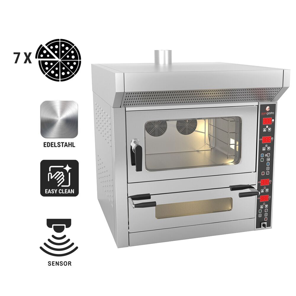 Combi Oven - Digital - Convection Furnace - 4x EN 60x40 & Pizza Oven - 7x Ø 25cm