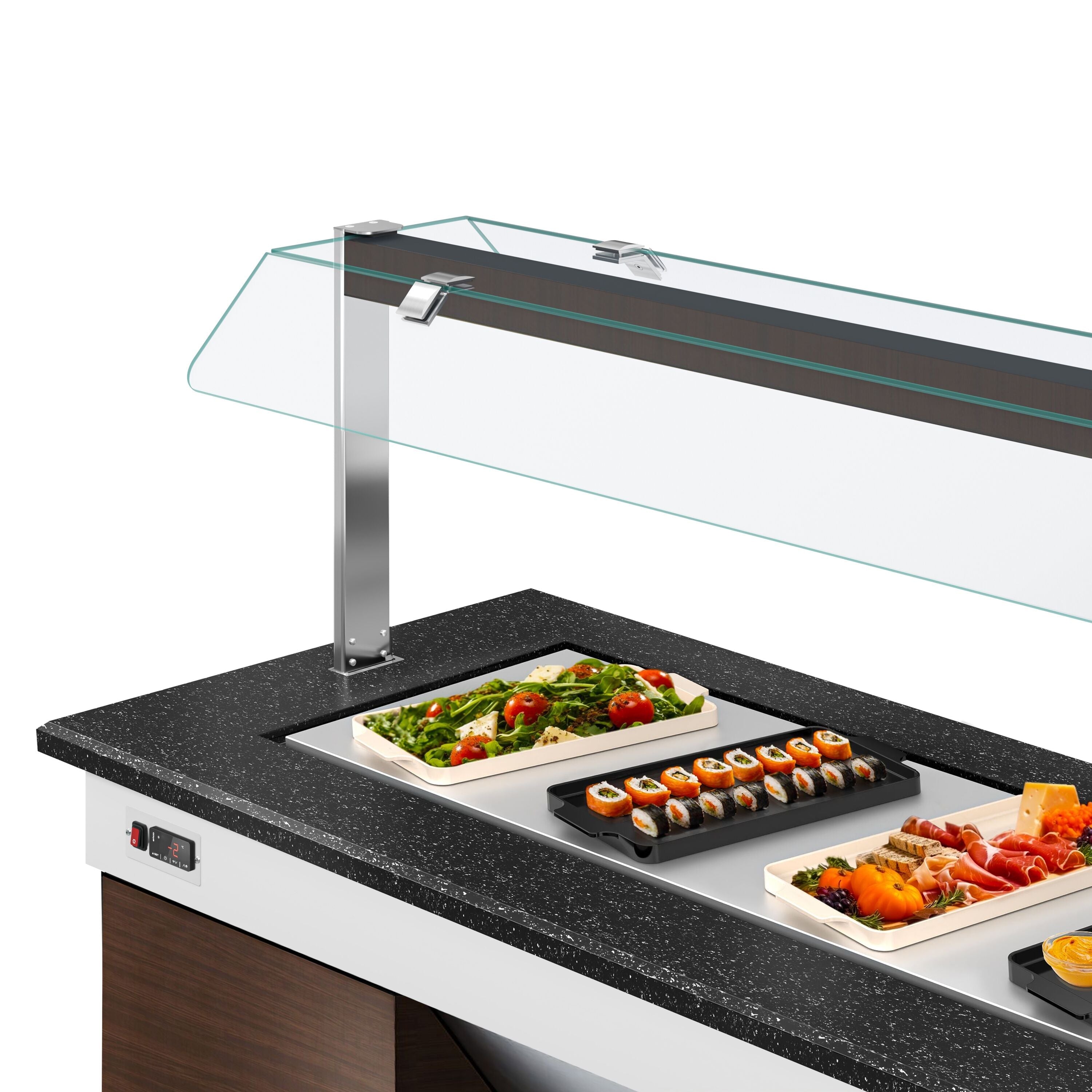 Cold Open Buffet counter dublin - 1600mm - cooler PLET & wheel