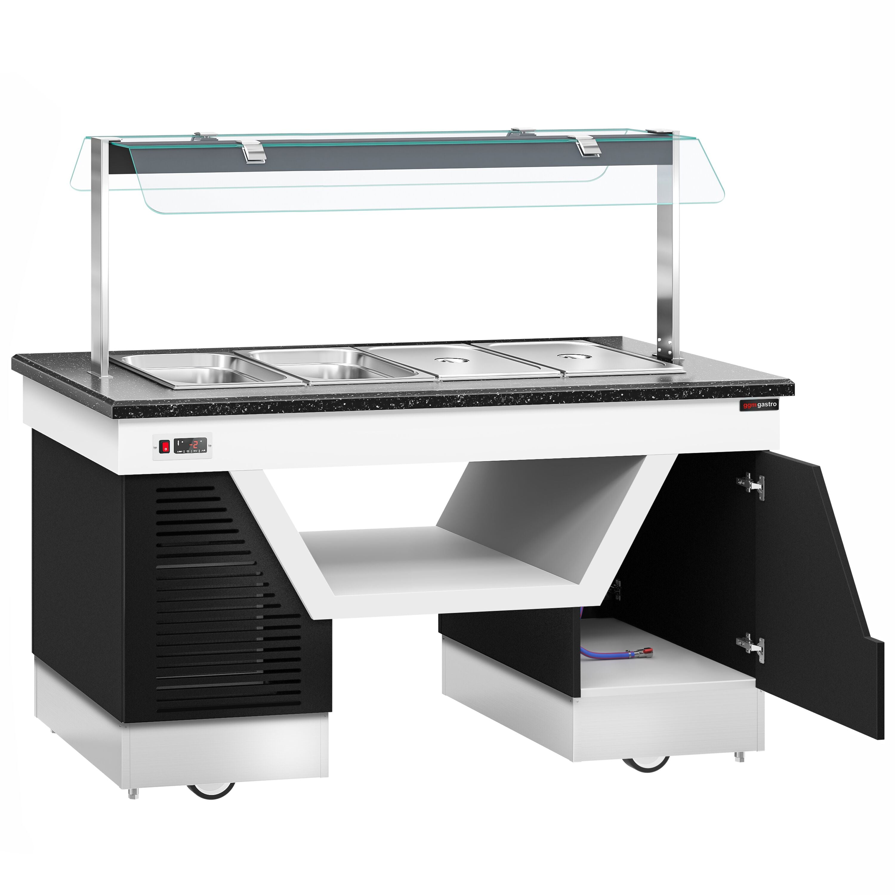 Cold Open Buffet Call Belfast - 1600mm - With Cold Pool & Wheel - for 4x GN 1/1