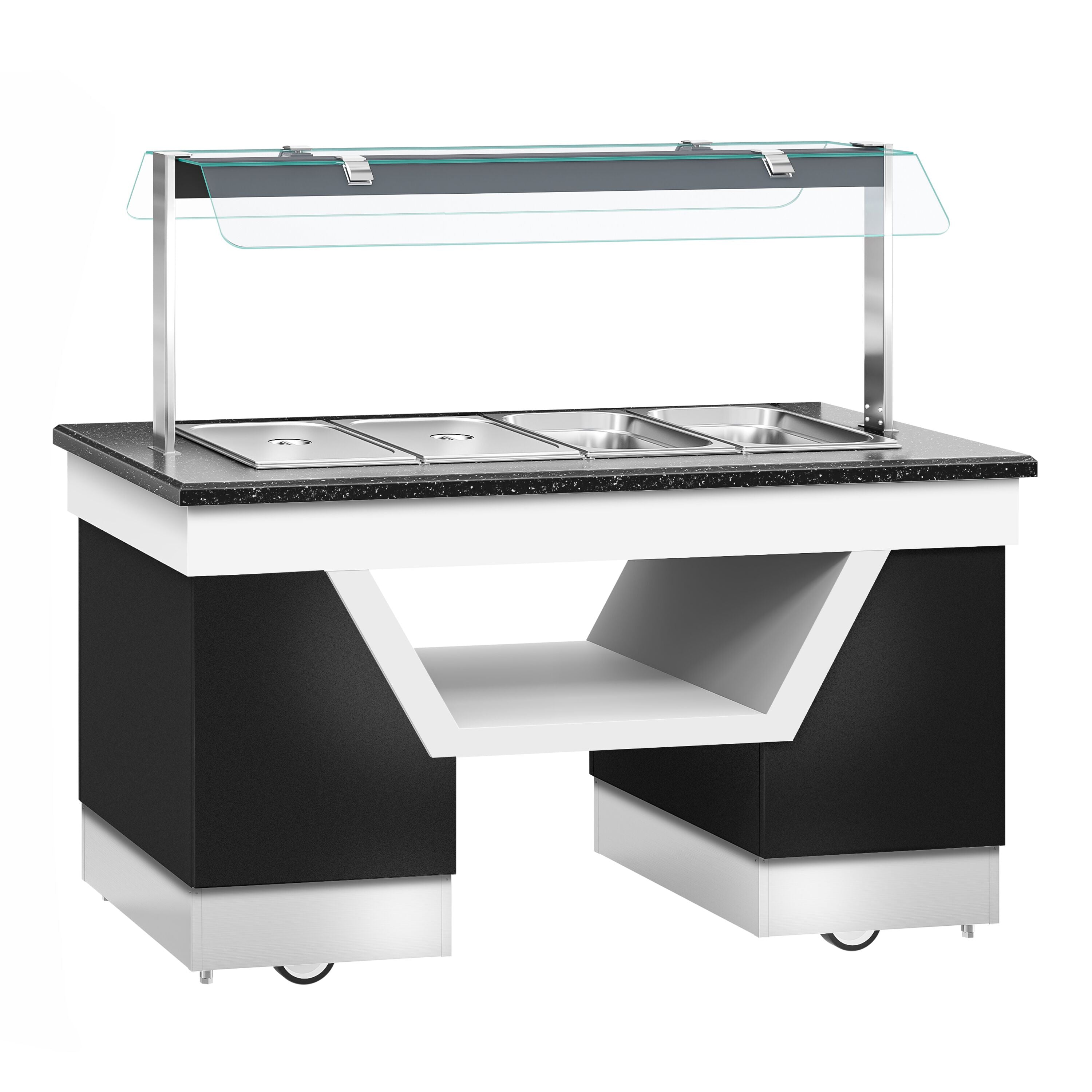 Cold Open Buffet Call Belfast - 1600mm - With Cold Pool & Wheel - for 4x GN 1/1