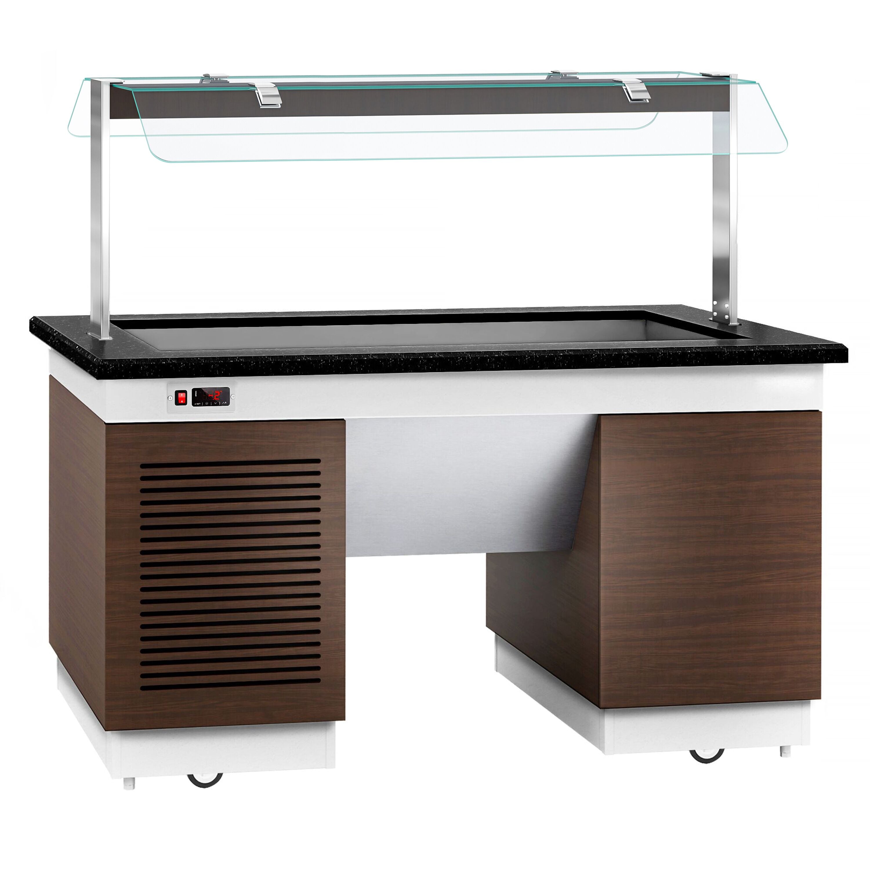 Cold Open Buffet counter dublin - 1600mm- cold bathtub & wheel - 4x GN for 1/1