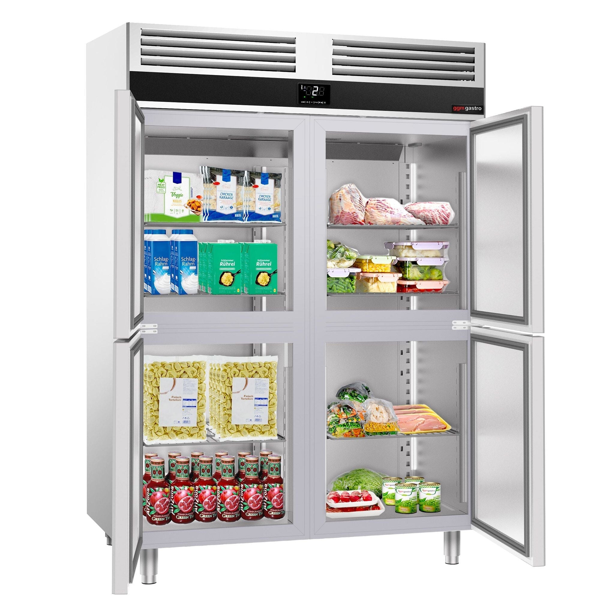 Refrigerator Premium - GN 2/1 - 1400 liters - 4 stainless steel half -door