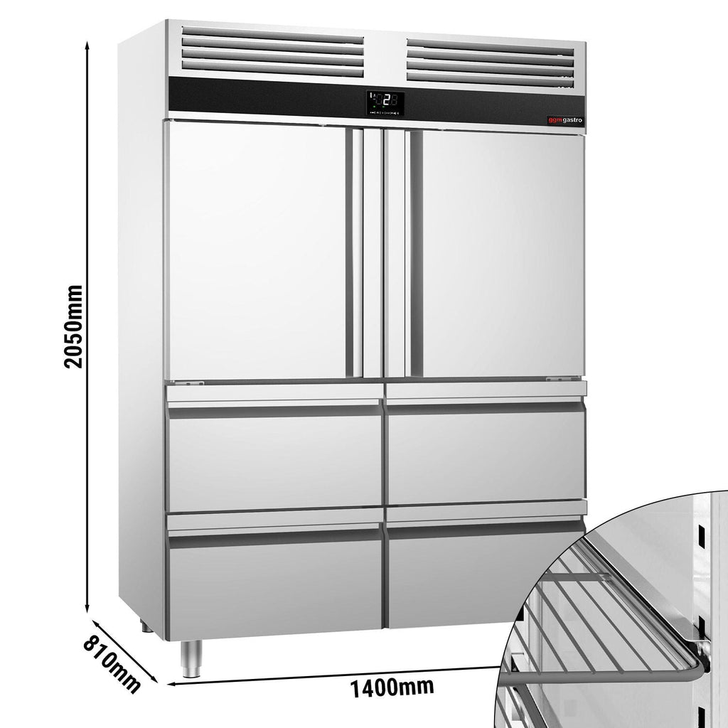 Refrigerator PremIum - GN 2/1 - 1400 liters - 2 stainless steel half -door & 4 drawers