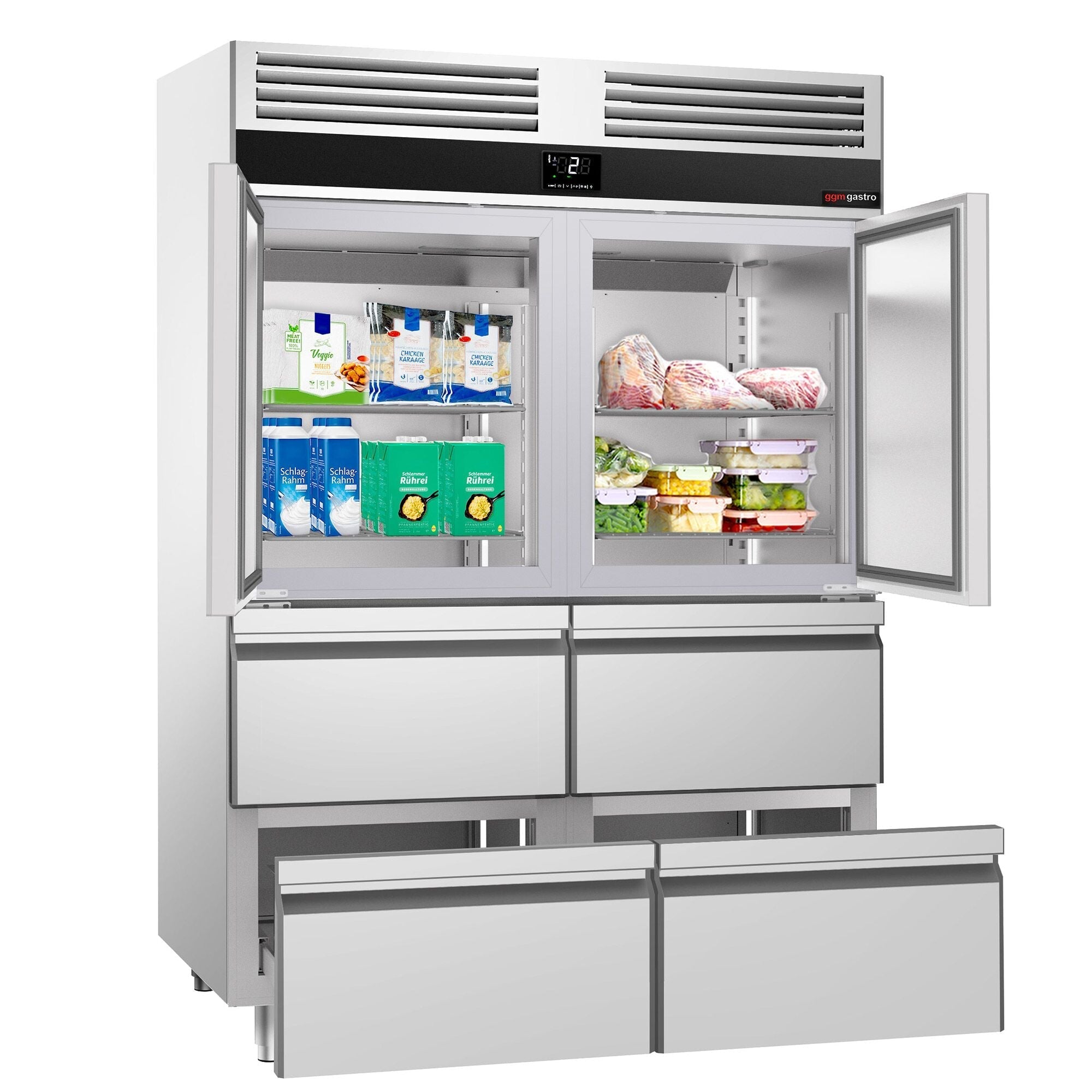 Refrigerator PremIum - GN 2/1 - 1400 liters - 2 stainless steel half -door & 4 drawers