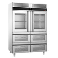 Refrigerator Premium - GN 2/1 - 1400 liters - 2 half glass doors & 4 glass drawers
