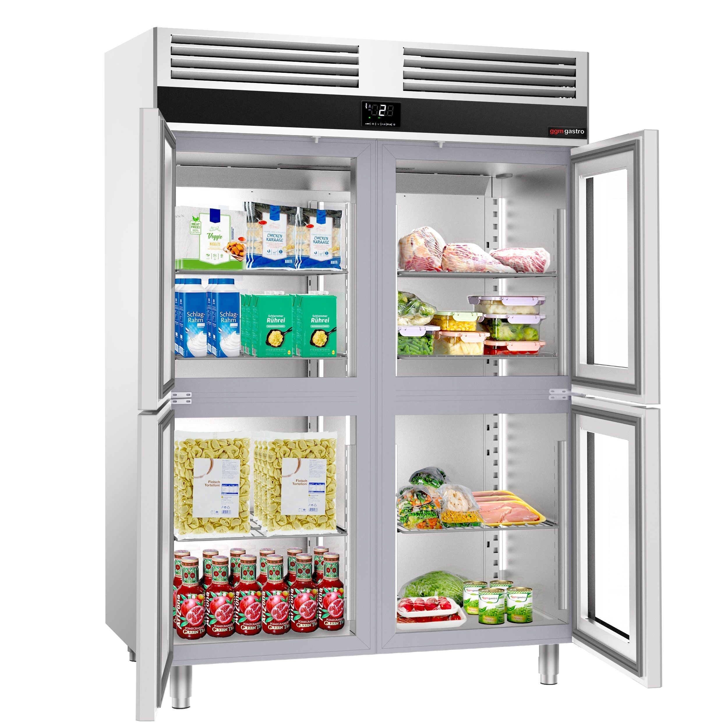 Refrigerator Premium - GN 2/1 - 1400 liters - 4 Half Glass Doors
