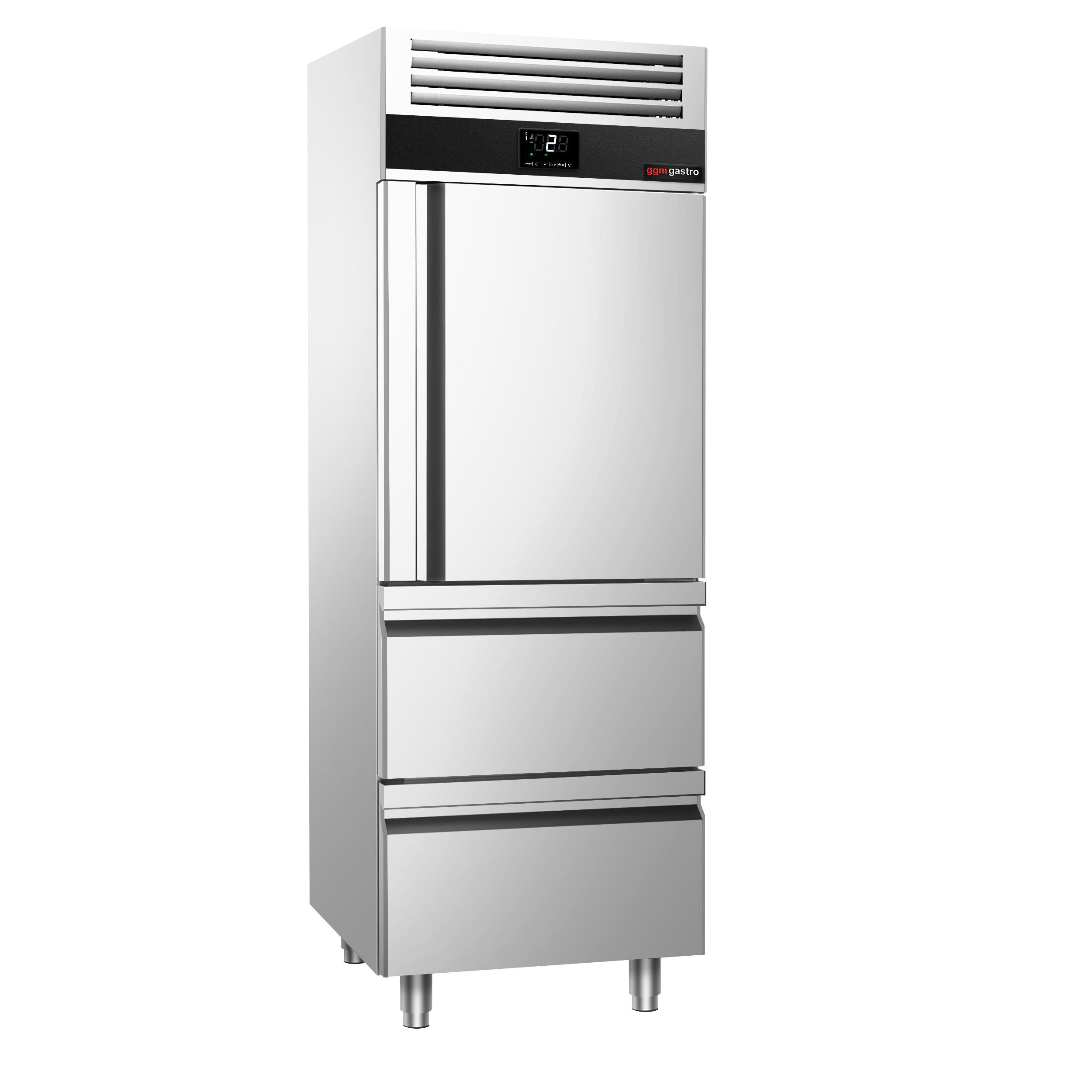 Refrigerator Premium - GN 2/1 - 700 Liter - 1 Stainless Steel With Half Doors & 2 Drawers
