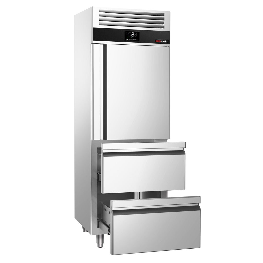 Refrigerator Premium - GN 2/1 - 700 Liter - 1 Stainless Steel With Half Doors & 2 Drawers