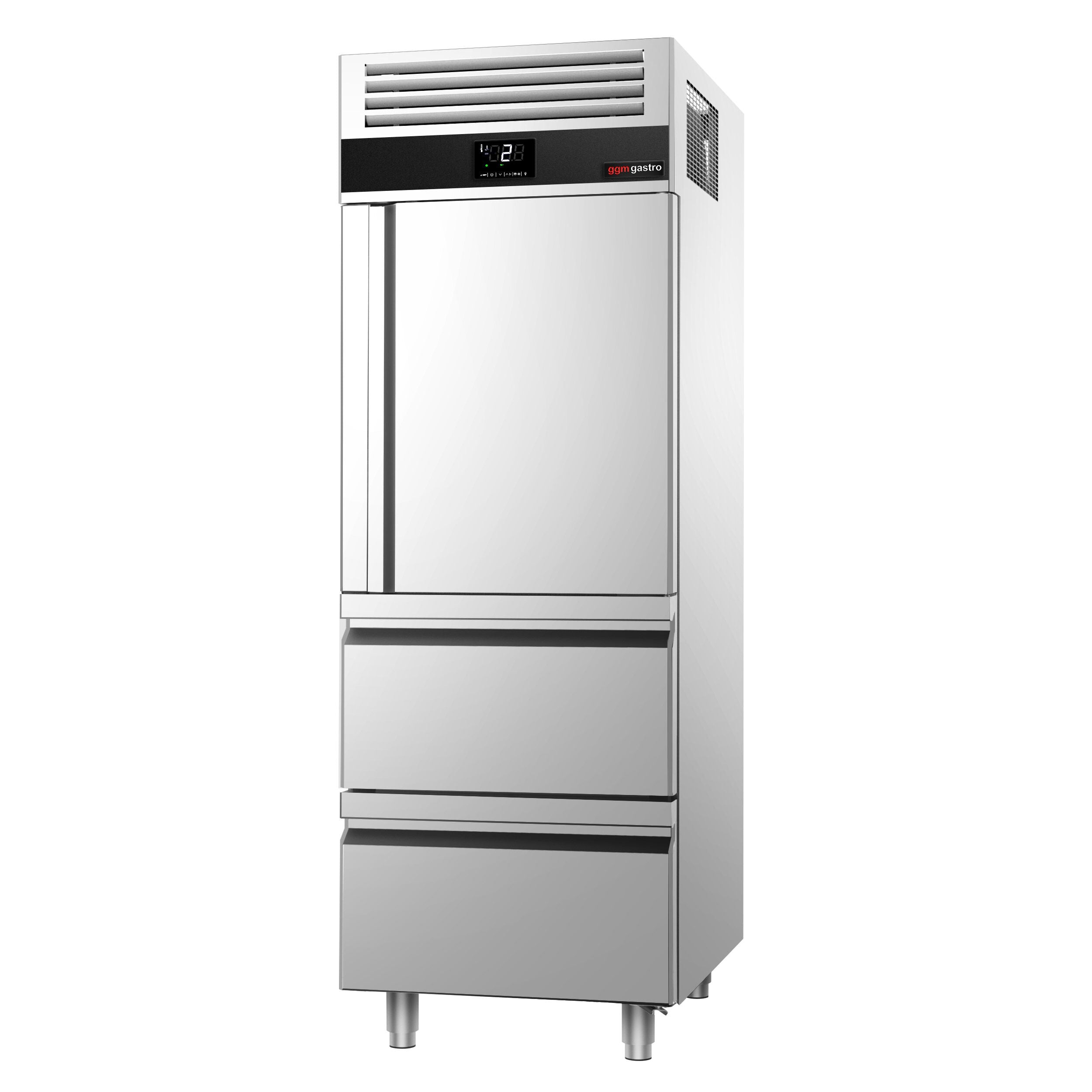 Refrigerator Premium - GN 2/1 - 700 Liter - 1 Stainless Steel With Half Doors & 2 Drawers