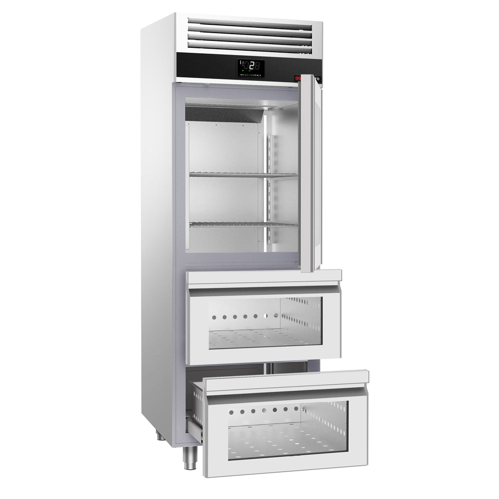 Refrigerator PremIum - GN 2/1 - 700 liters - 1 glass door & 2 glass drawer