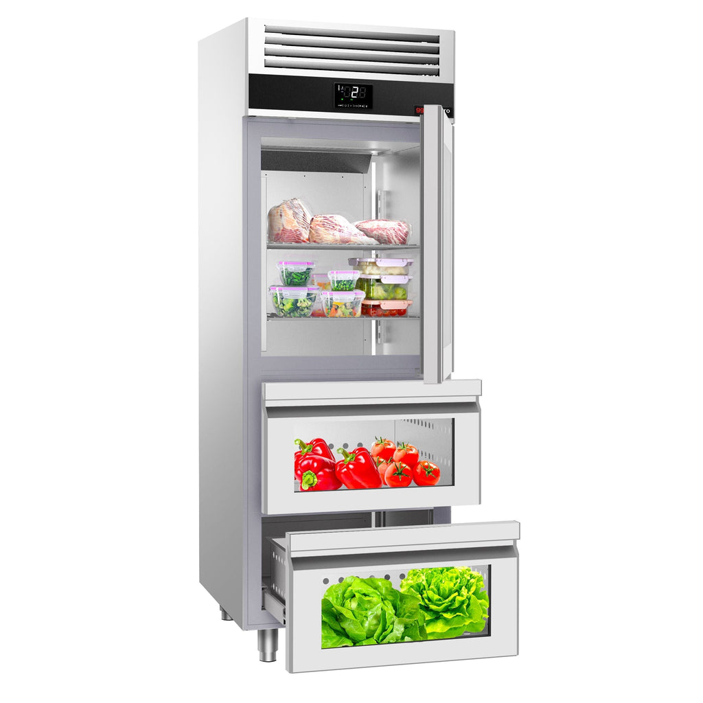 Refrigerator PremIum - GN 2/1 - 700 liters - 1 glass door & 2 glass drawer
