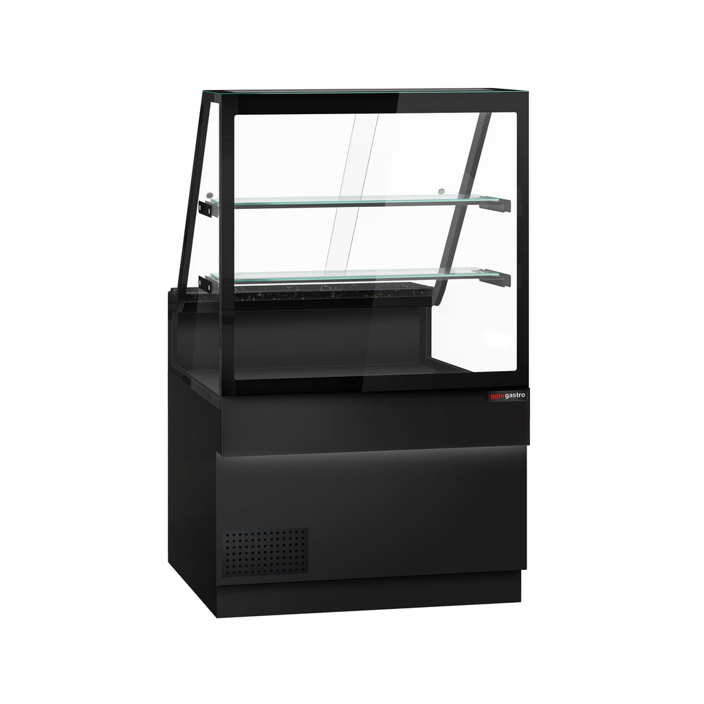 Cooled Showcase Toronto -1000mm - 2 Shelves - Black Front Panel - Black Granite Working Call