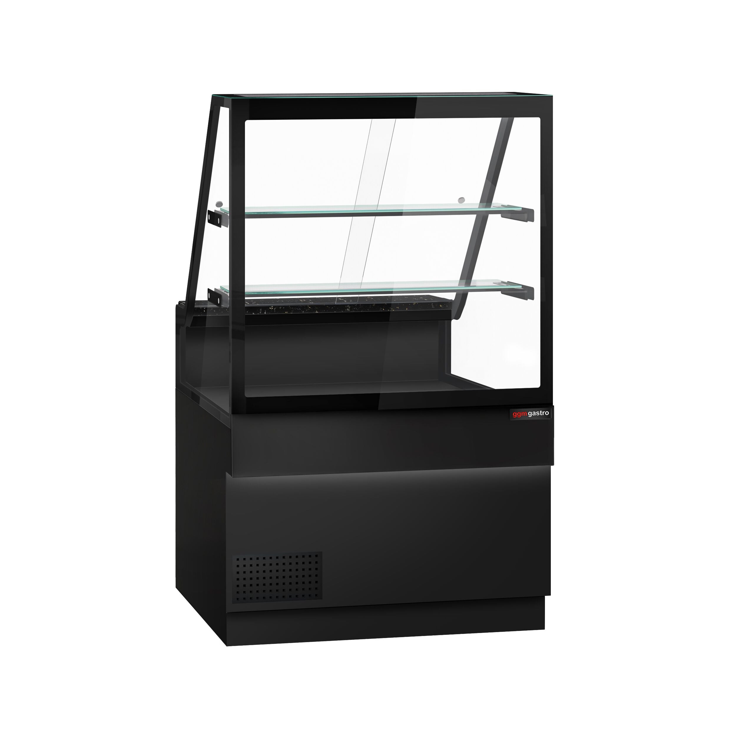 Cooled Showcase Toronto -1000mm - 2 Shelves - Black Front Panel - Black Granite Working Call