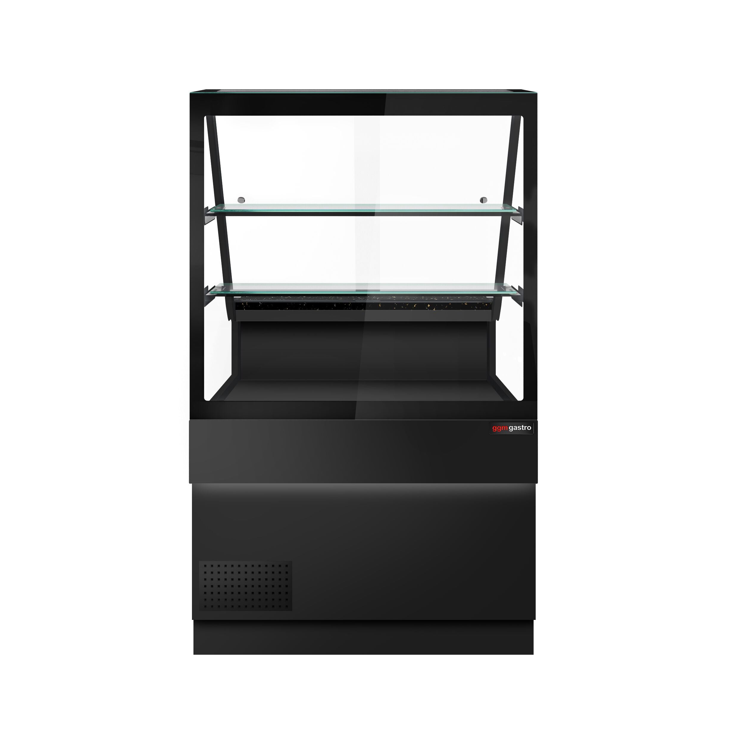 Cooled Showcase Toronto -1000mm - 2 Shelves - Black Front Panel - Black Granite Working Call