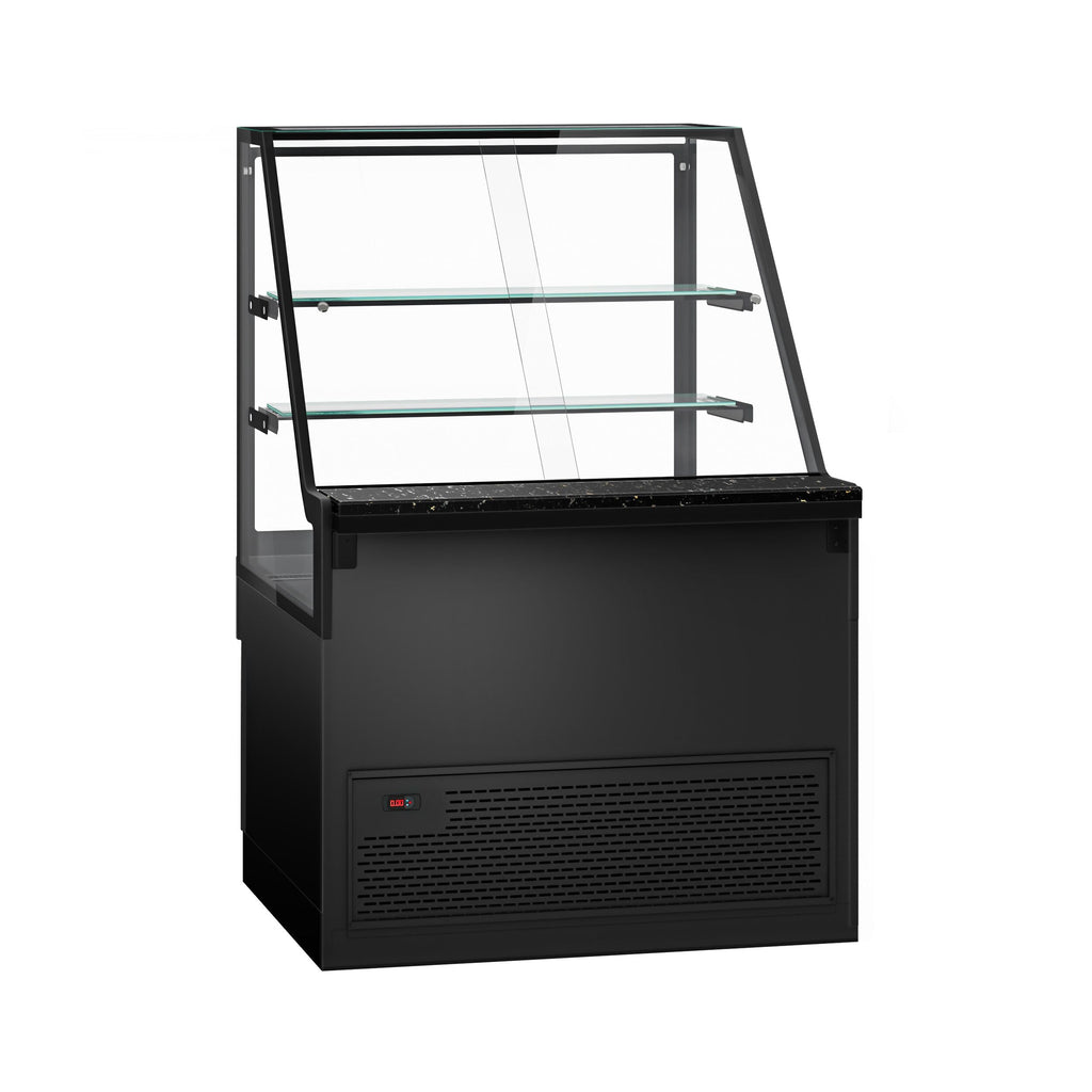 Cooled Showcase Toronto -1000mm - 2 Shelves - Black Front Panel - Black Granite Working Call