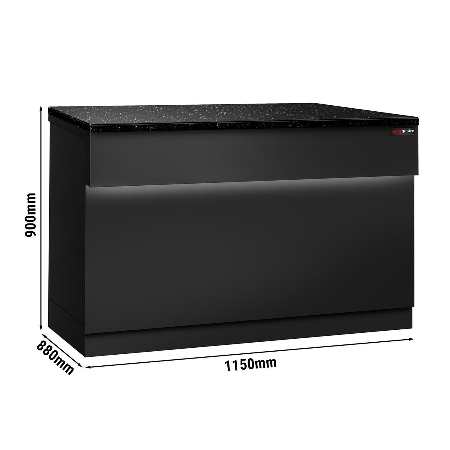 Case Counter Toronto -1150mm - Black Front Panel - Black Granite Working Call
