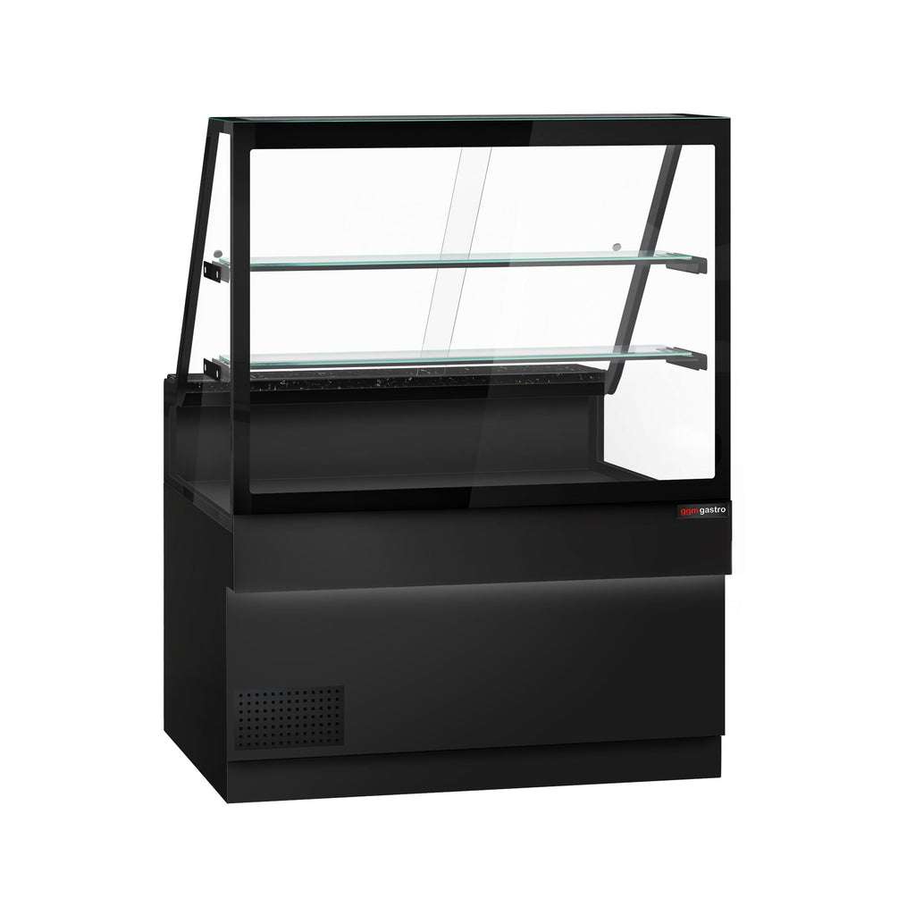 Cooled Showcase Toronto- 1300mm - 2 Shelves - Black Front Panel - Black Granite Working Call