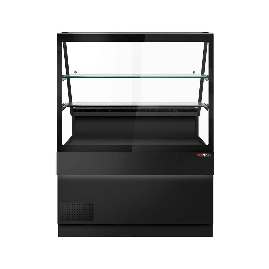Cooled Showcase Toronto- 1300mm - 2 Shelves - Black Front Panel - Black Granite Working Call