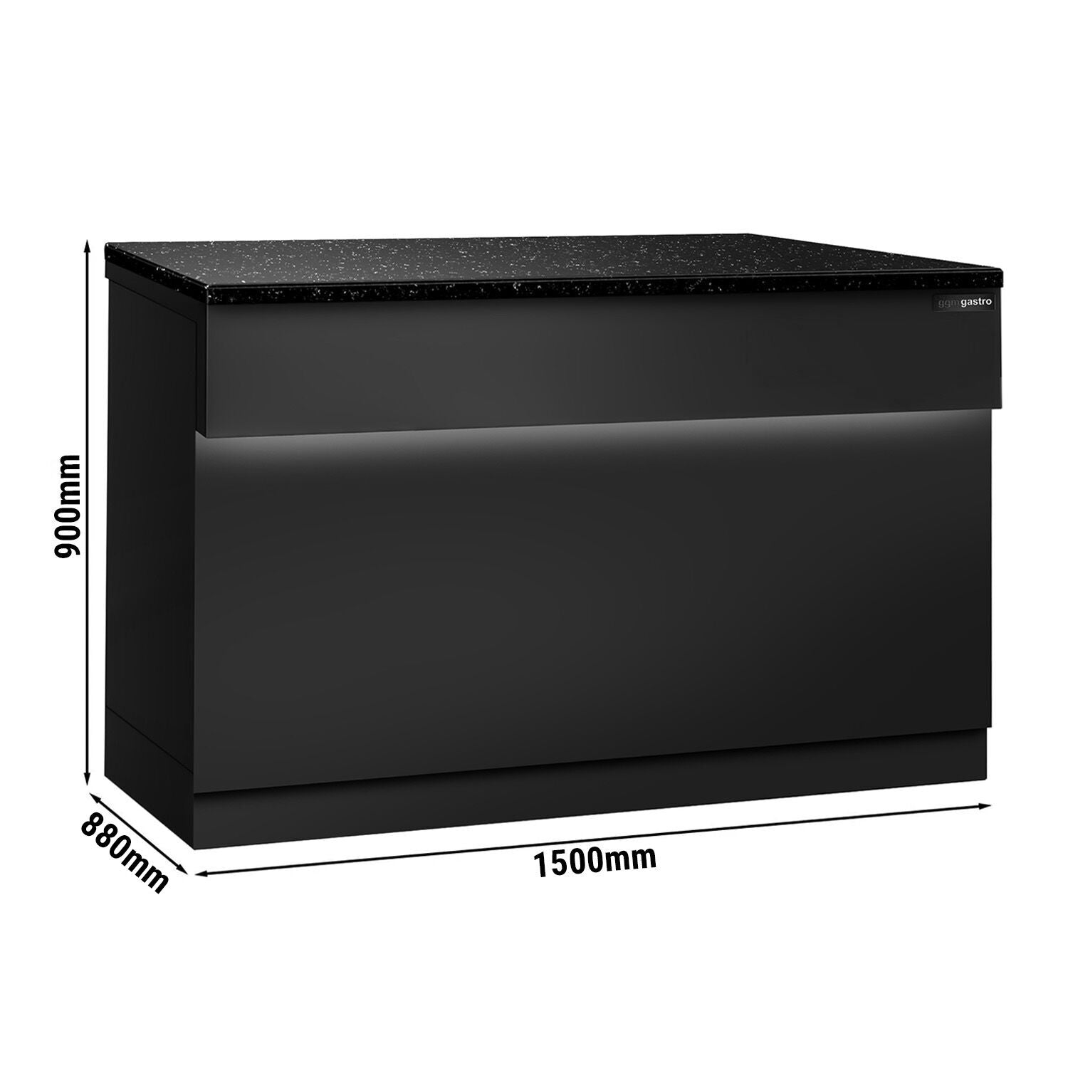 Case Counter Toronto -1500mm - Black Front Panel - Black Granite Working Call