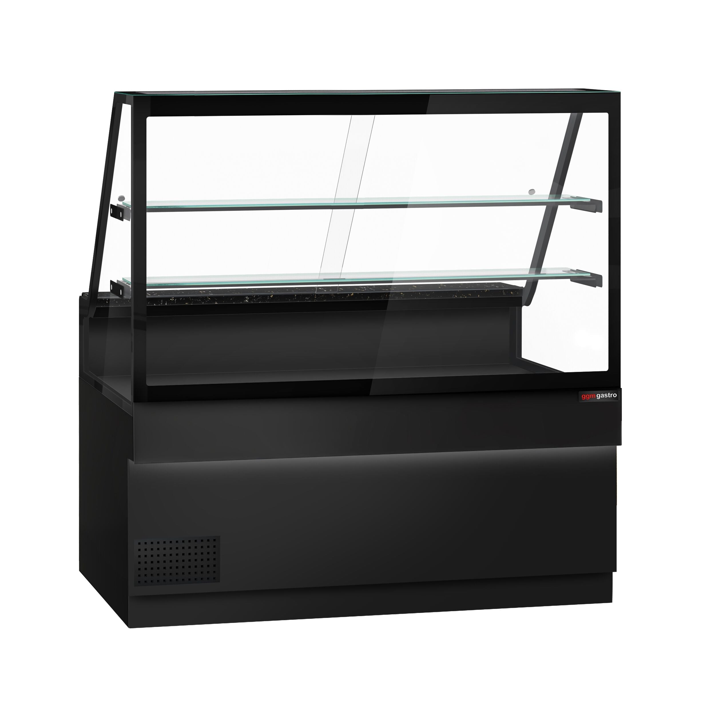 Cooling Showcase Toronto- 1600mm - 2 Shelves - Black Front Panel - Black Granite Working Call