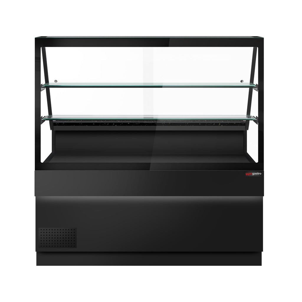Cooling Showcase Toronto- 1600mm - 2 Shelves - Black Front Panel - Black Granite Working Call