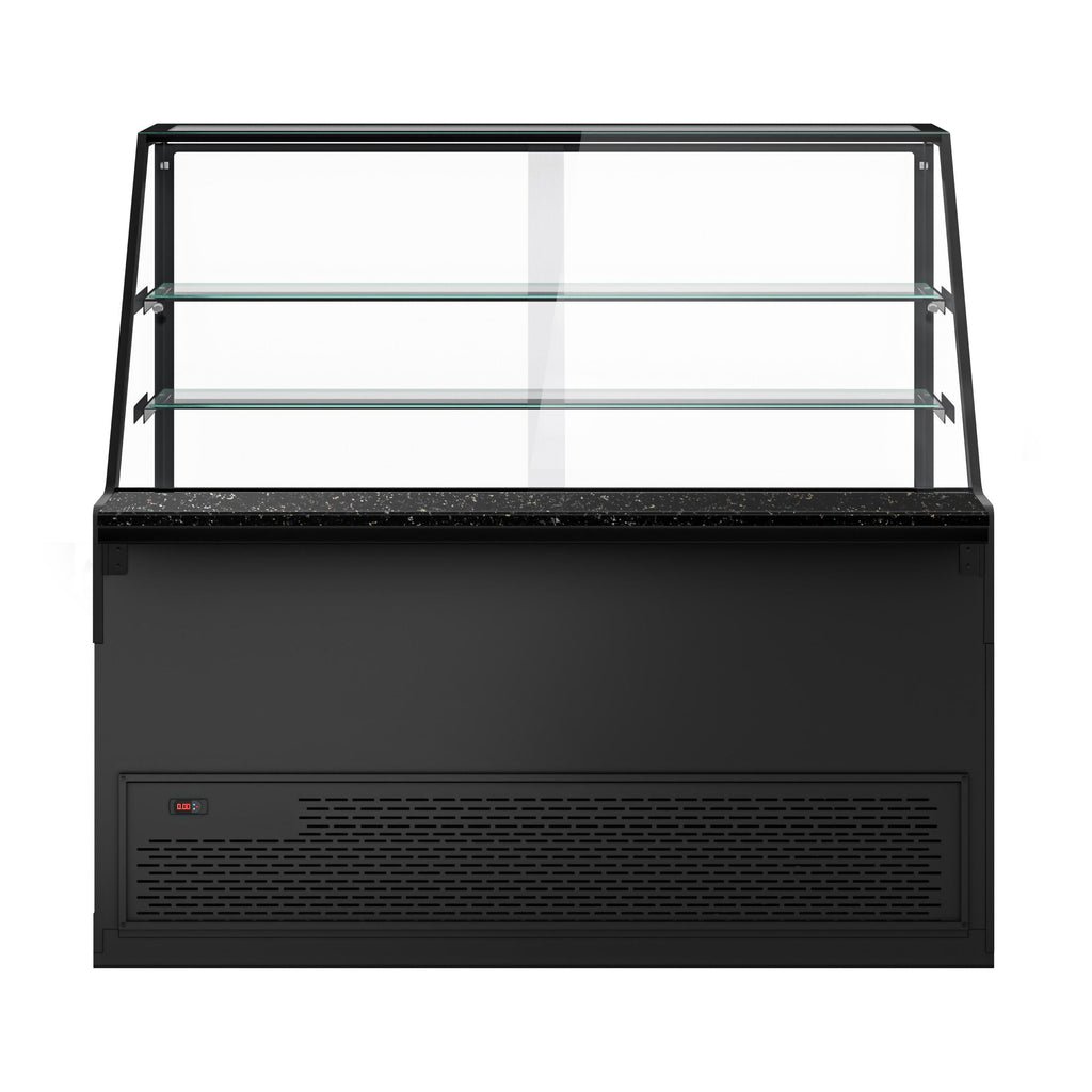 Cooling Showcase Toronto- 1600mm - 2 Shelves - Black Front Panel - Black Granite Working Call