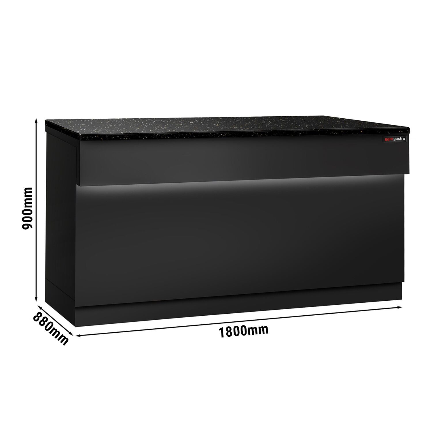 Case Counter Toronto -1800mm - Black Front Panel - Black Granite Working Call