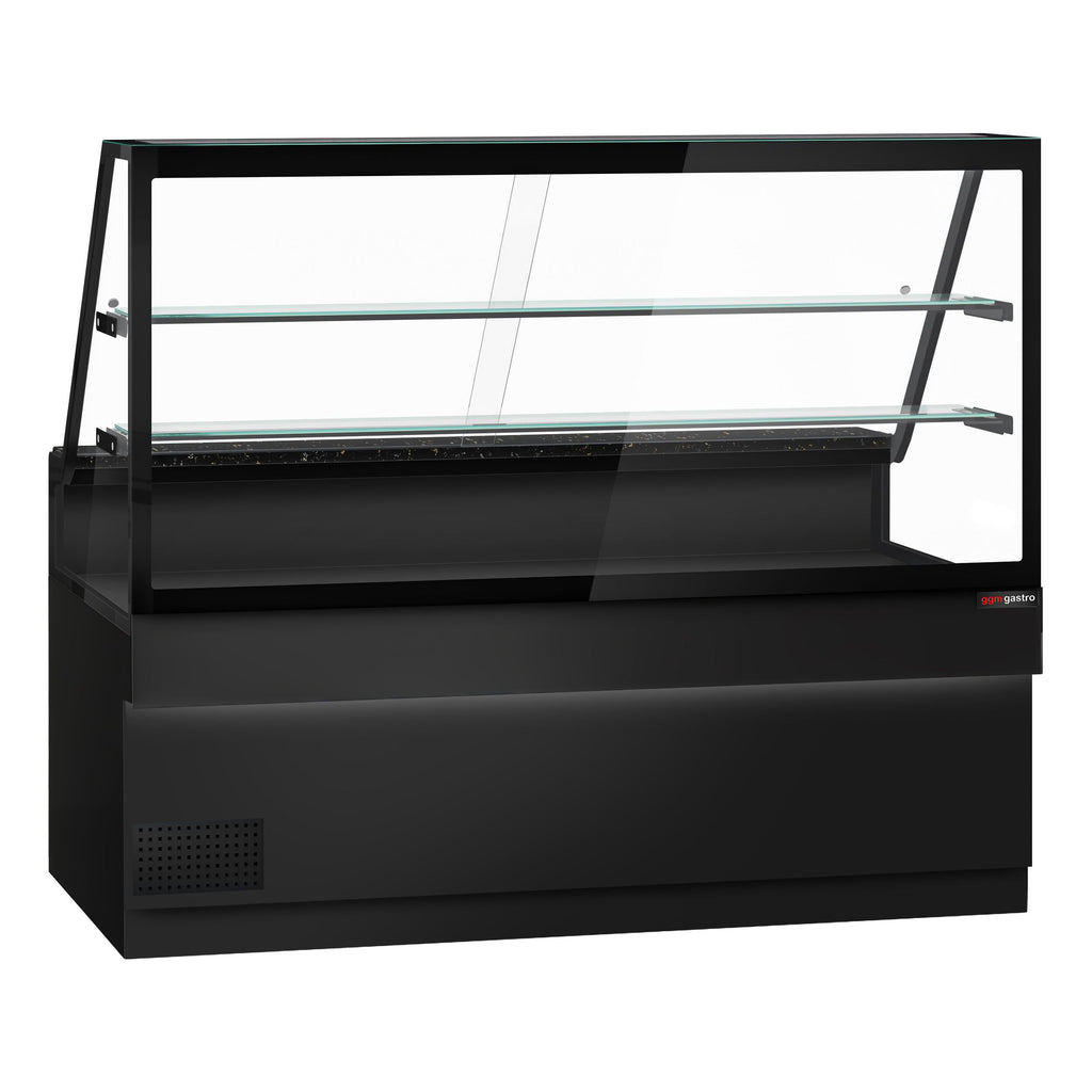 Cooled Showcase Toronto- 2000mm - 2 Shelves - Black Front Panel - Black Granite Working Call