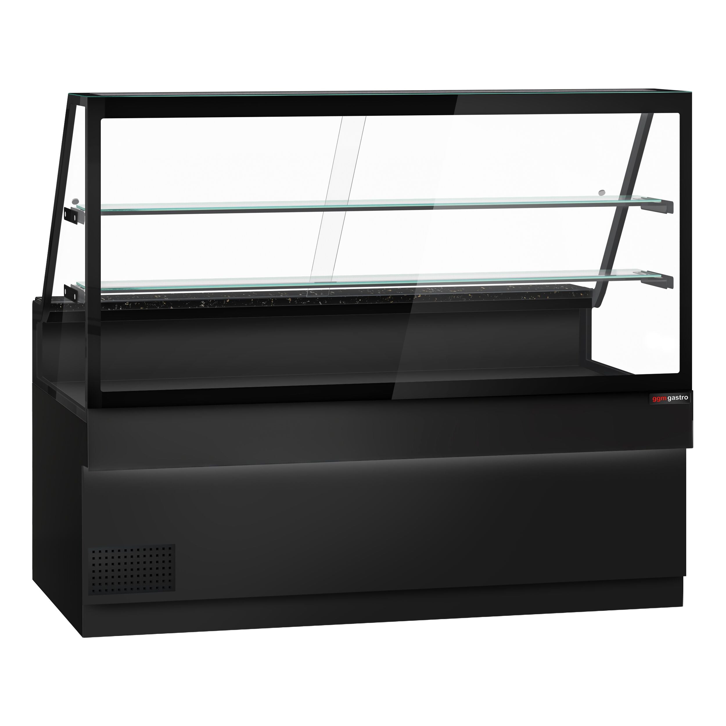 Cooled Showcase Toronto- 2000mm - 2 Shelves - Black Front Panel - Black Granite Working Call