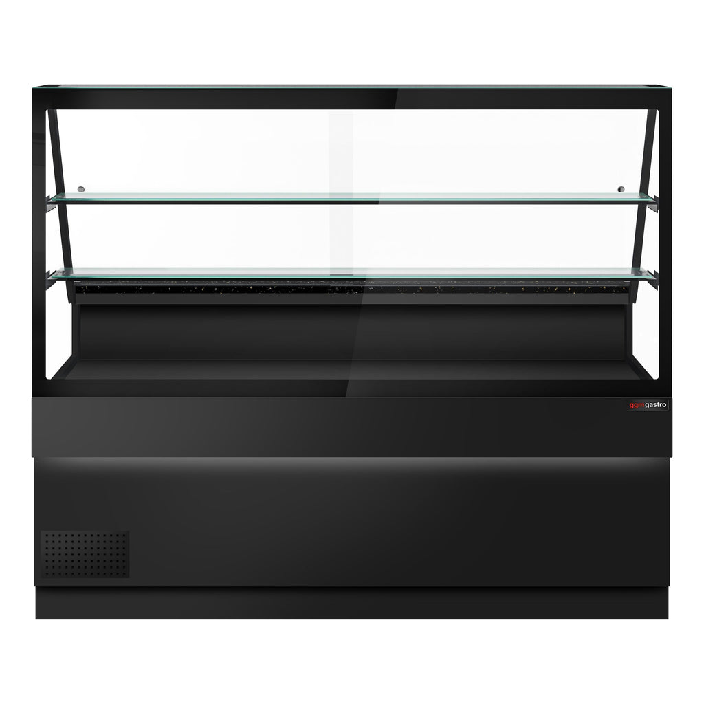 Cooled Showcase Toronto- 2000mm - 2 Shelves - Black Front Panel - Black Granite Working Call