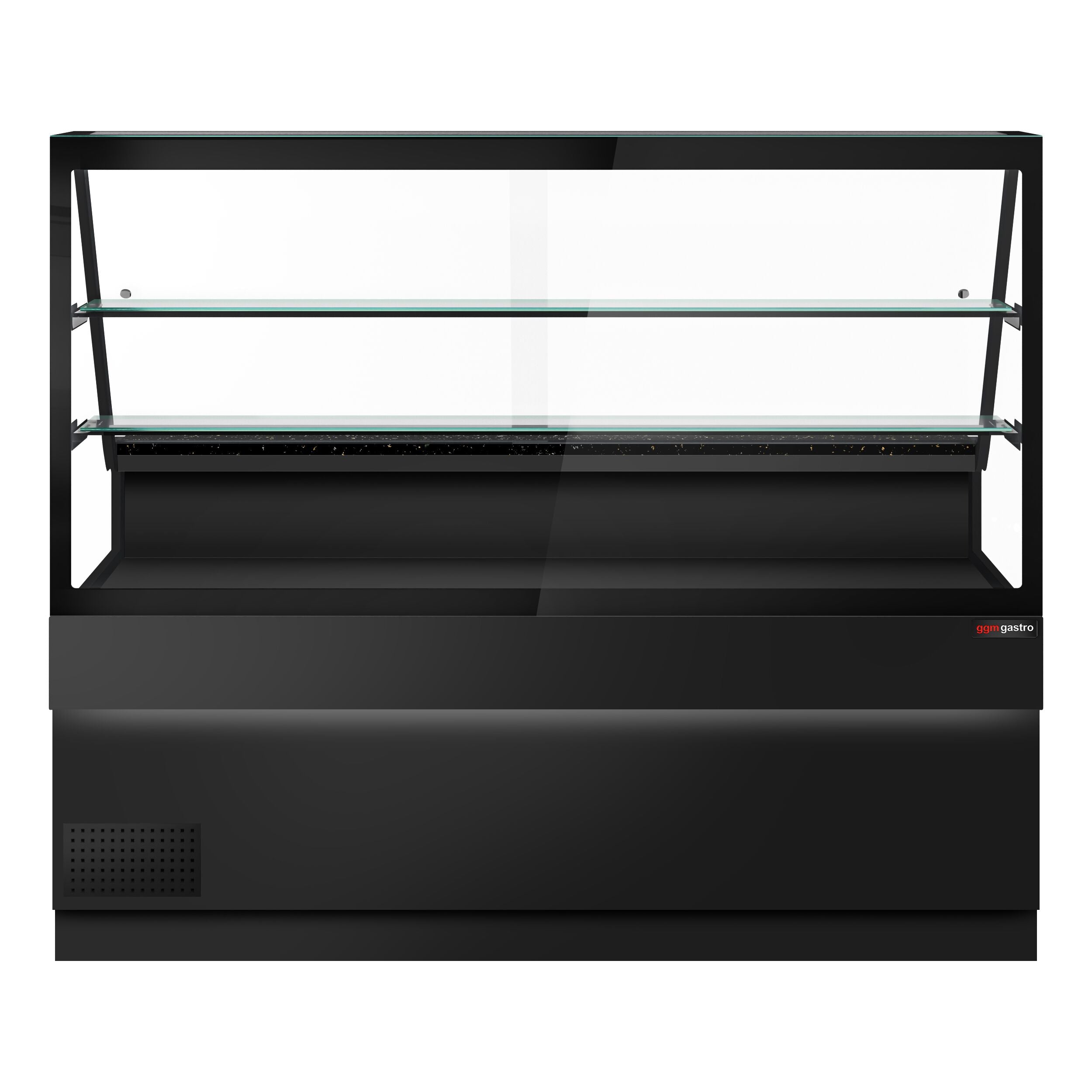 Cooled Showcase Toronto- 2000mm - 2 Shelves - Black Front Panel - Black Granite Working Call