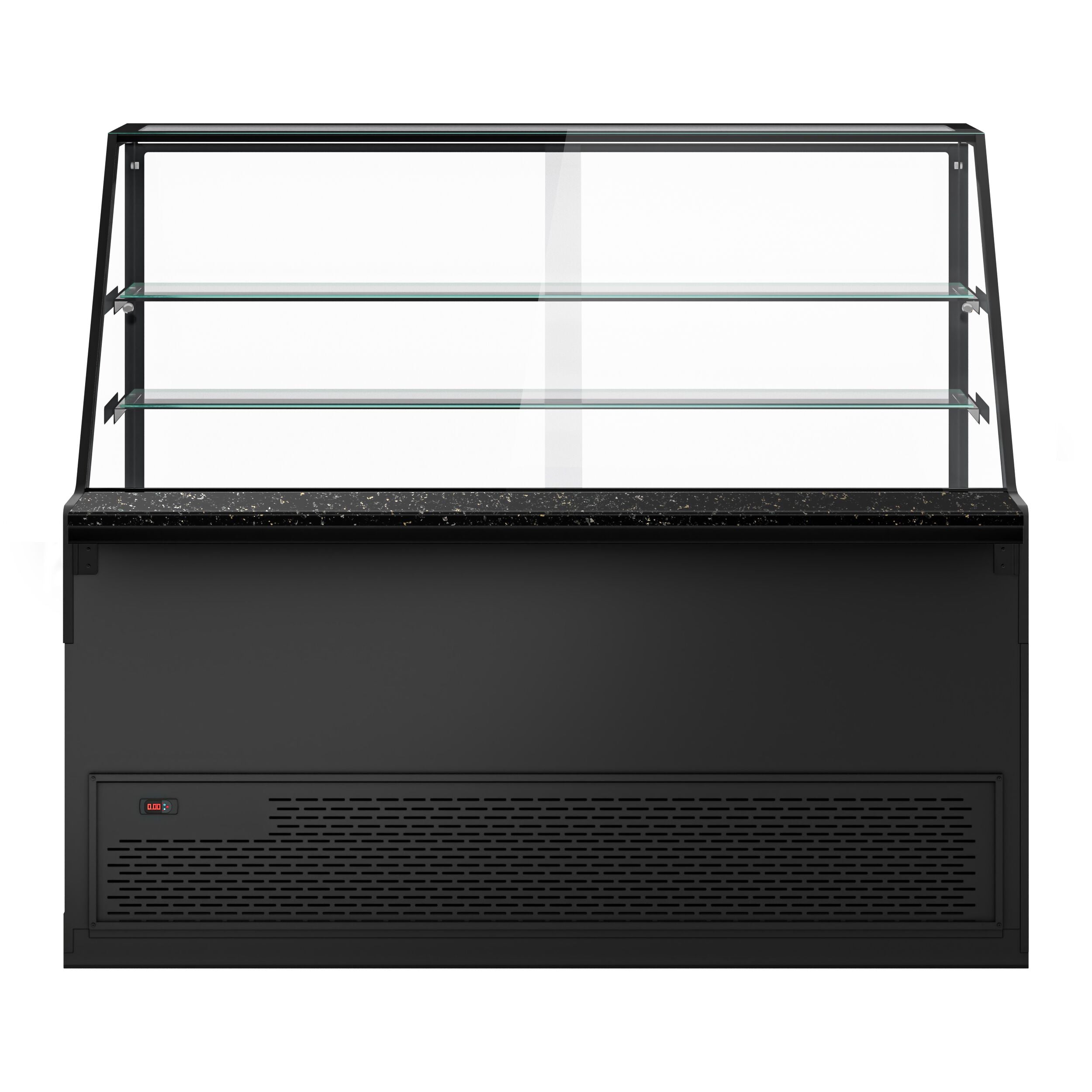 Cooled Showcase Toronto- 2000mm - 2 Shelves - Black Front Panel - Black Granite Working Call