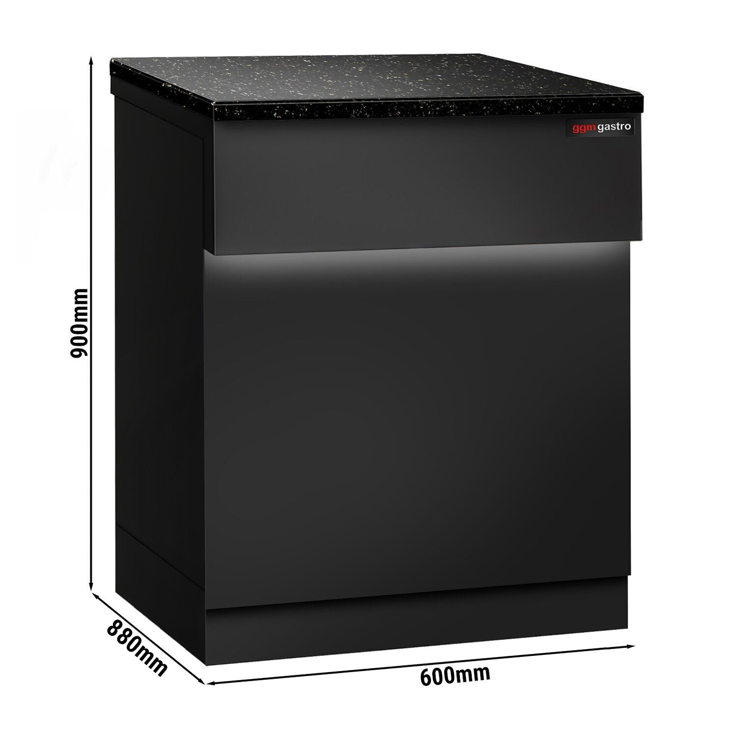 Case Counter Toronto- 600mm - Black Front Panel - Black Granite Working Call