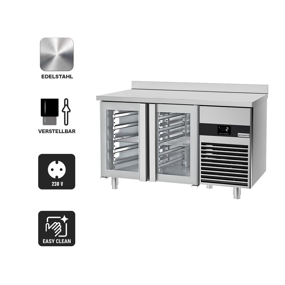 Cooling counter premium -1400x700mm - 2 glass doors & backed