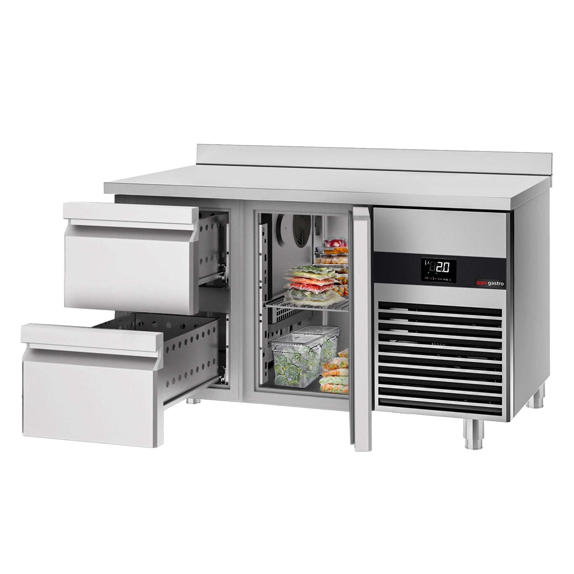 Cooling counter premium - 1400x700mm - 1 door & 2 drawers & backs