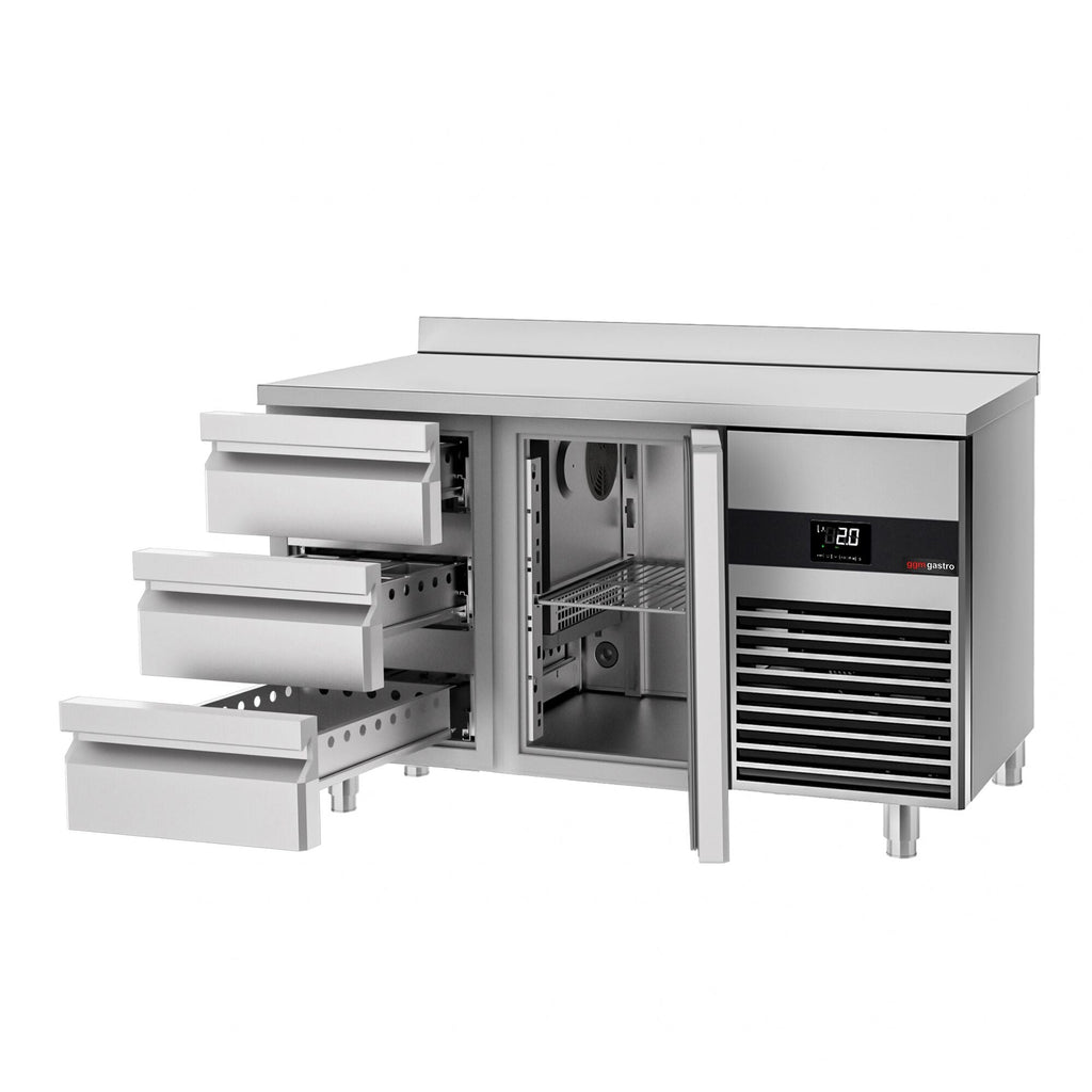 Cooling counter premium - 1400x700mm - 1 door & 3 drawers & backs