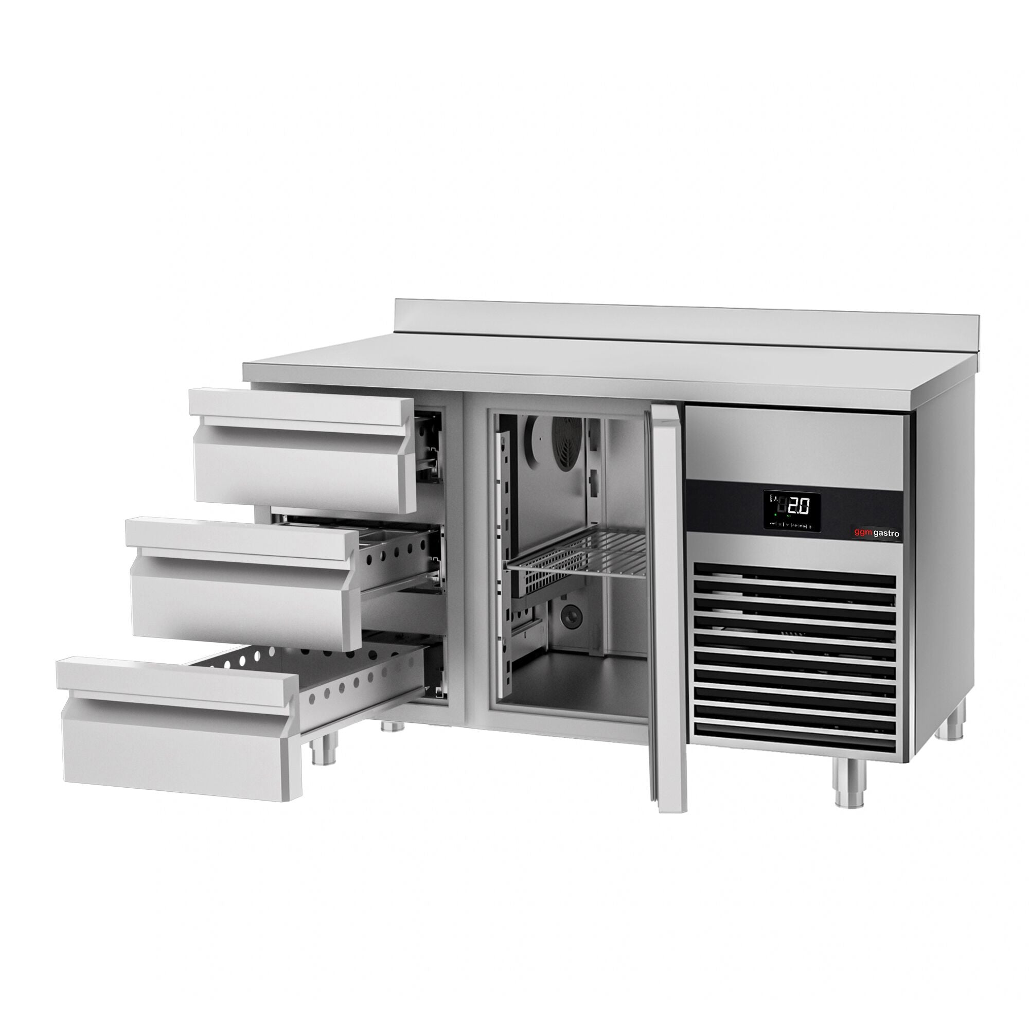 Cooling counter premium - 1400x700mm - 1 door & 3 drawers & backs