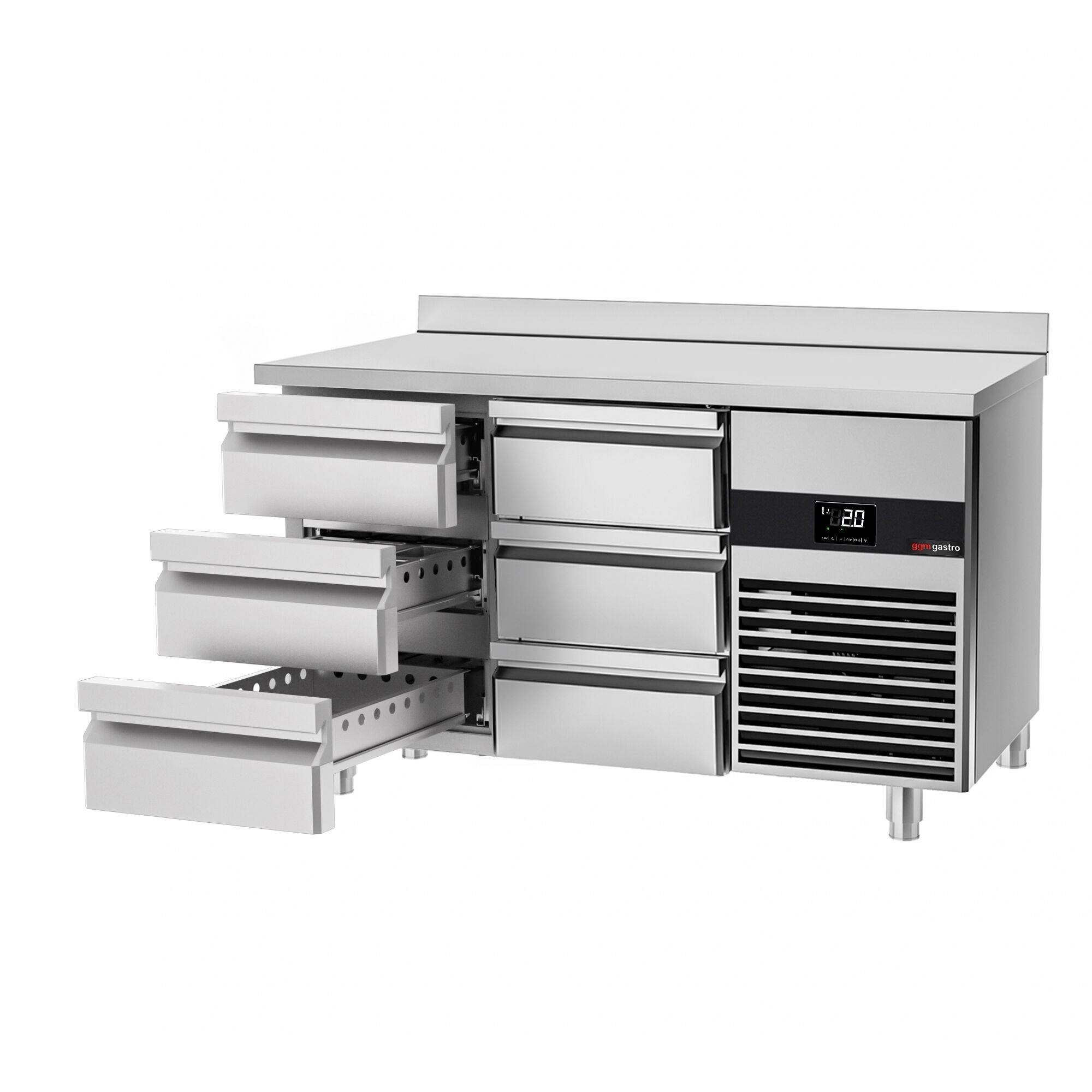 Cooling counter premium - 1400x700mm - 6 drawers & backed