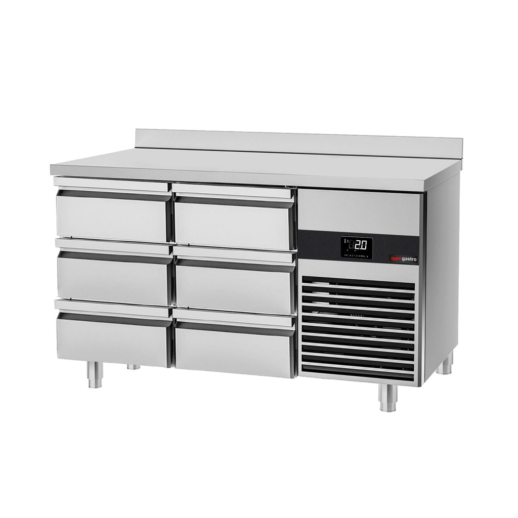 Cooling counter premium - 1400x700mm - 6 drawers & backed