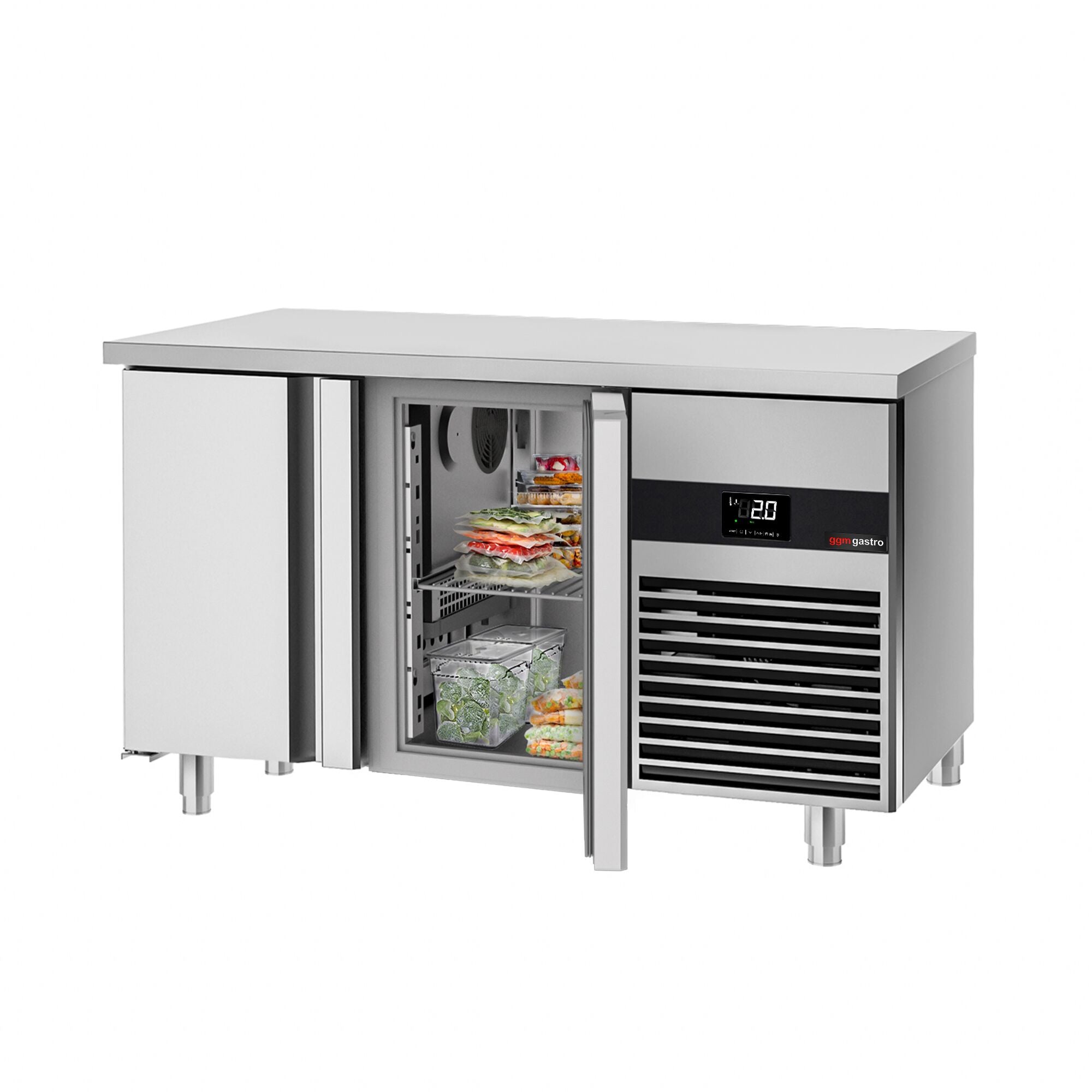 Cooled counter premium - 1.4 x 0.7 m - without a door, grilled, without rail