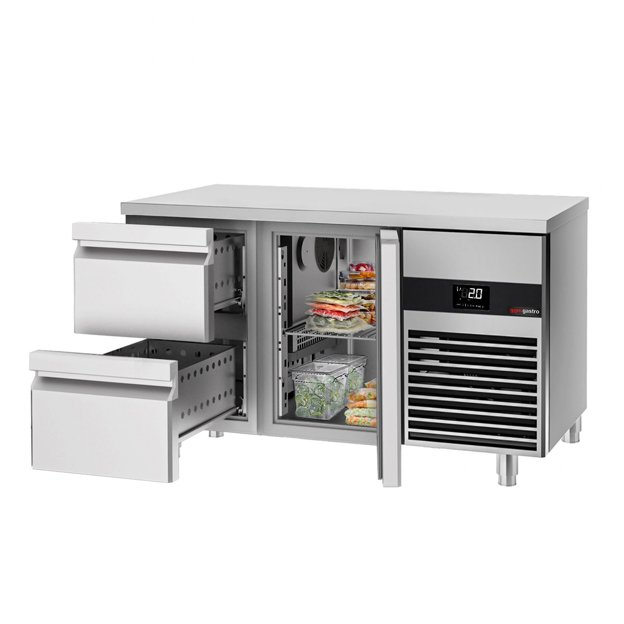 Cooled counter premium - 1400x700mm - 1 door & 2 drawers