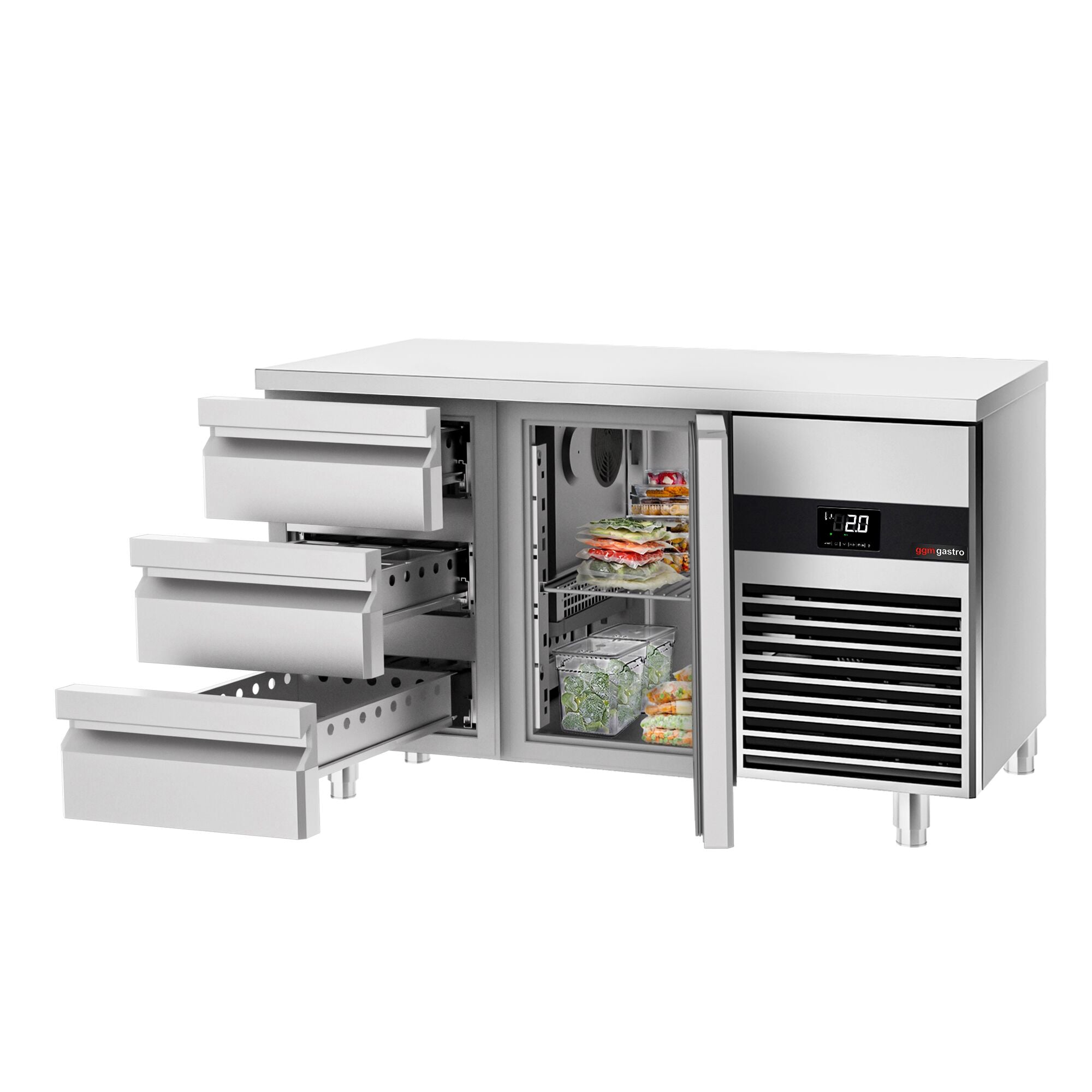Cooled counter premium - 1400x700mm - 1 door & 3 drawers